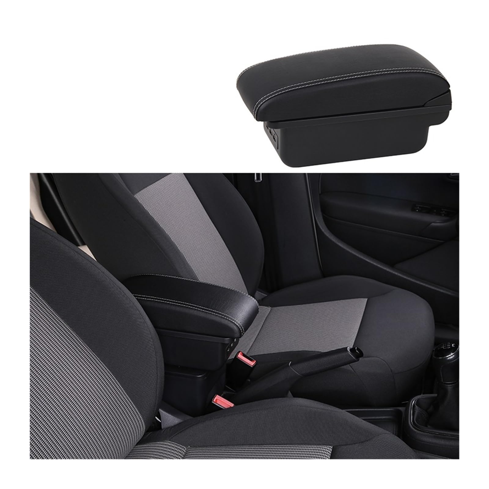 Kompatibel for Peugeot 2008 Armlehnenbox Armlehne Spezielle Autoarmlehne Innenmodifikation USB wiederaufladbarer Aschenbecher 2019-2022(B2-black white 3 usb) von VEXRLUHS