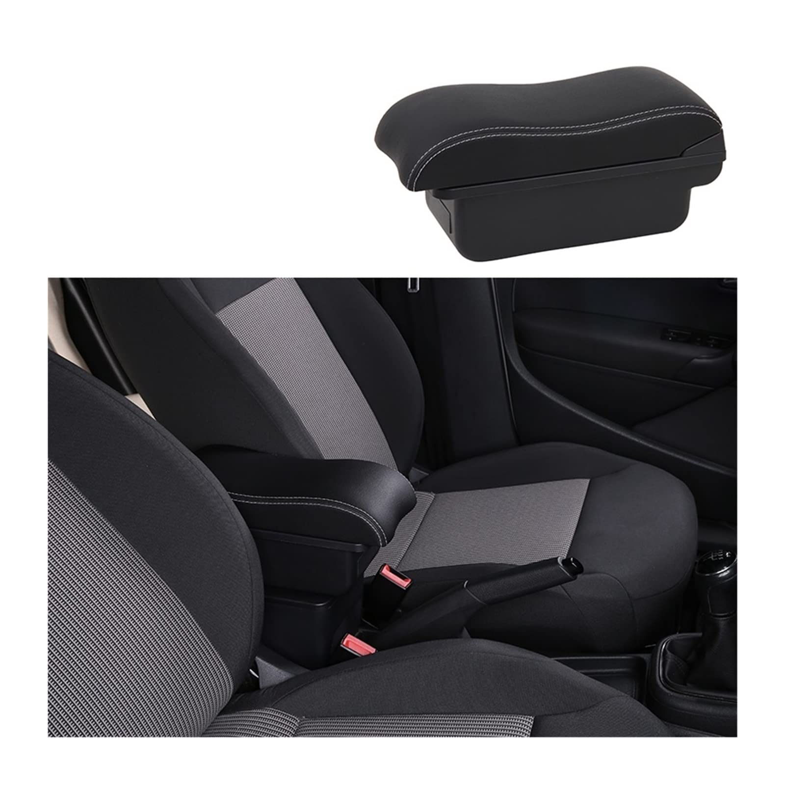 Kompatibel for Renault Captur Armlehnenbox 2018 2019 2020 2021 2022 Autoarmlehnenbox Getränkehalter USB-Aschenbecher Autozubehör(A1-black white NOusb) von VEXRLUHS