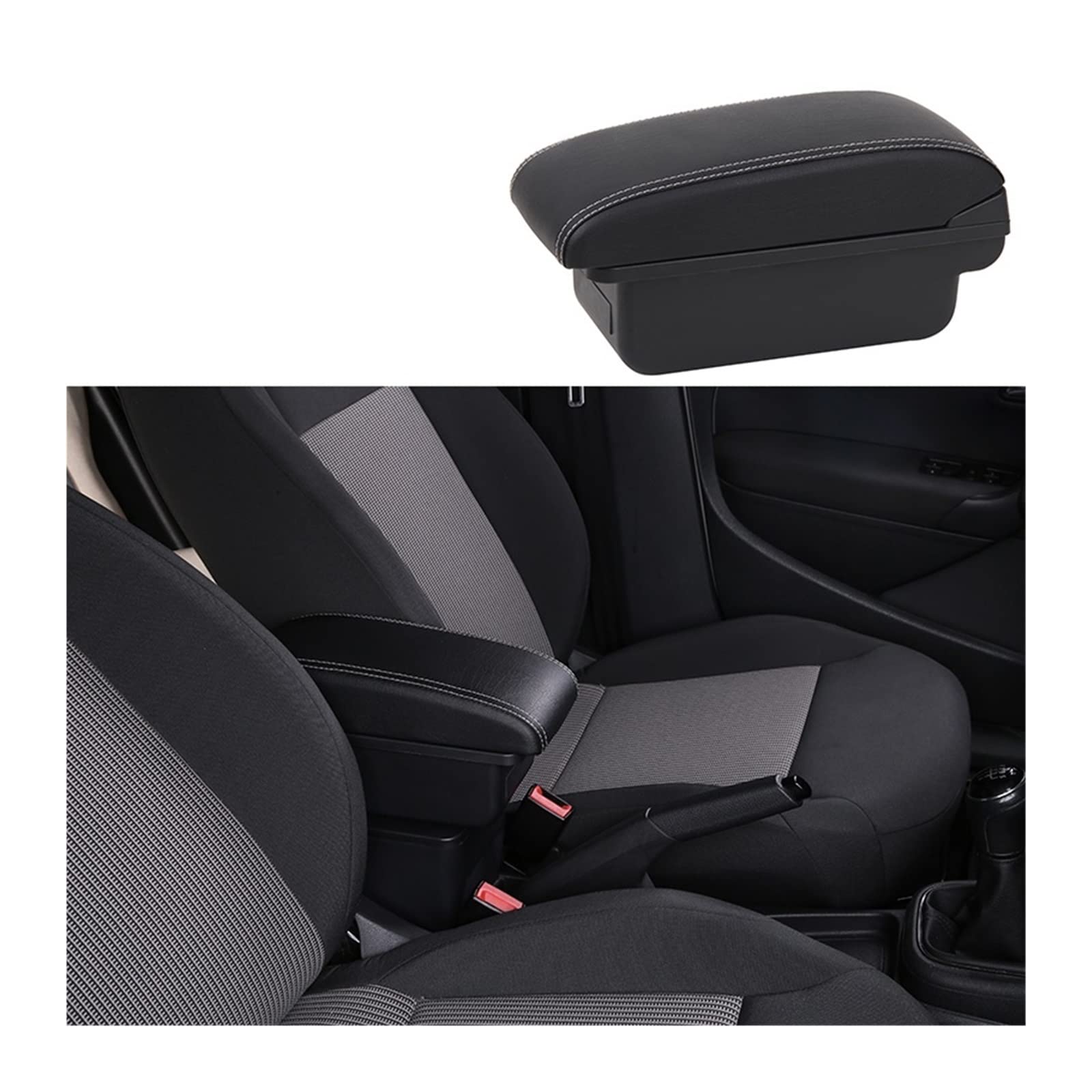 Kompatibel for Renault Captur Armlehnenbox 2018 2019 2020 2021 2022 Autoarmlehnenbox Getränkehalter USB-Aschenbecher Autozubehör(B1-black white NOusb) von VEXRLUHS