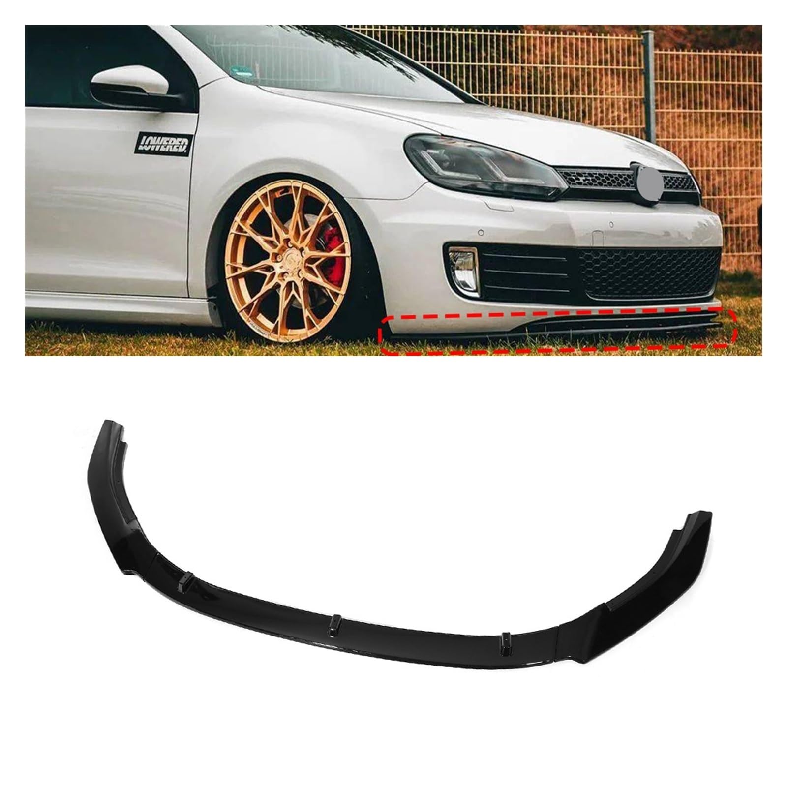 Kompatibel for VW Golf 6 MK6 GTI GTD 2010 2011 2012 2013 Auto Front Stoßstange Splitter Lip Diffusor Körper Kit Spoiler Schutz(Matte Black) von VEXRLUHS