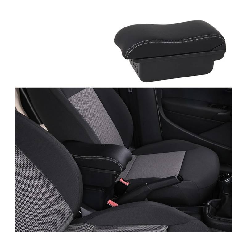 Kompatibel mit Hyundai I10 Armlehnenbox Auto-Armlehnenbox Innenraummodifikation USB-Lade-Aschenbecher Autozubehör(A2-black white 3 usb) von VEXRLUHS