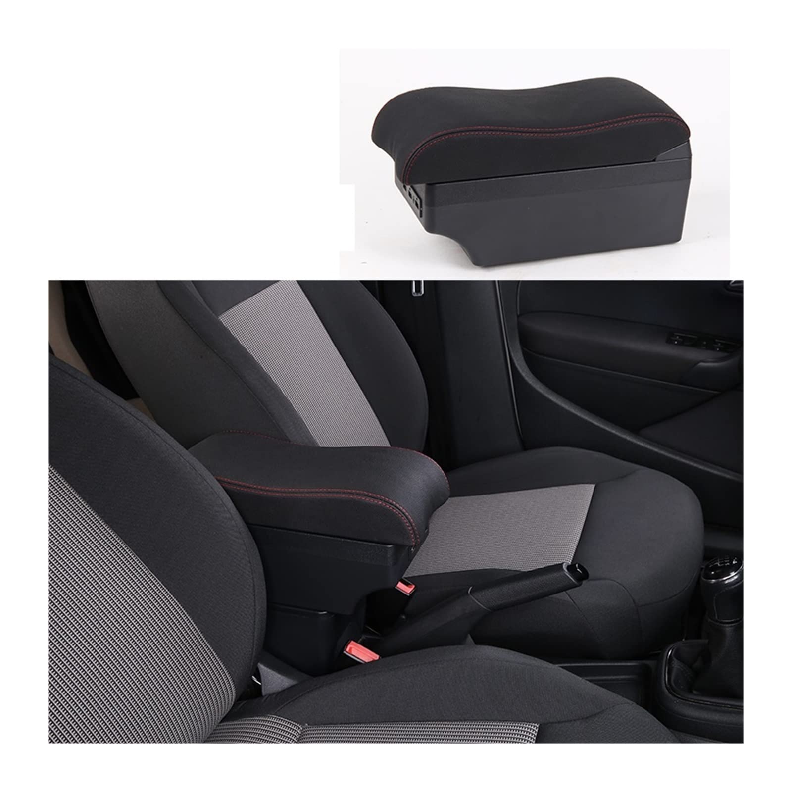 Kompatibel mit Suzuki SX4 Armlehnenbox SX4 Auto-Armlehnenbox Spezielle Aufbewahrungsbox Modifizierter USB-Ladeaschenbecher Autoteile(A3-black red 7 usb) von VEXRLUHS