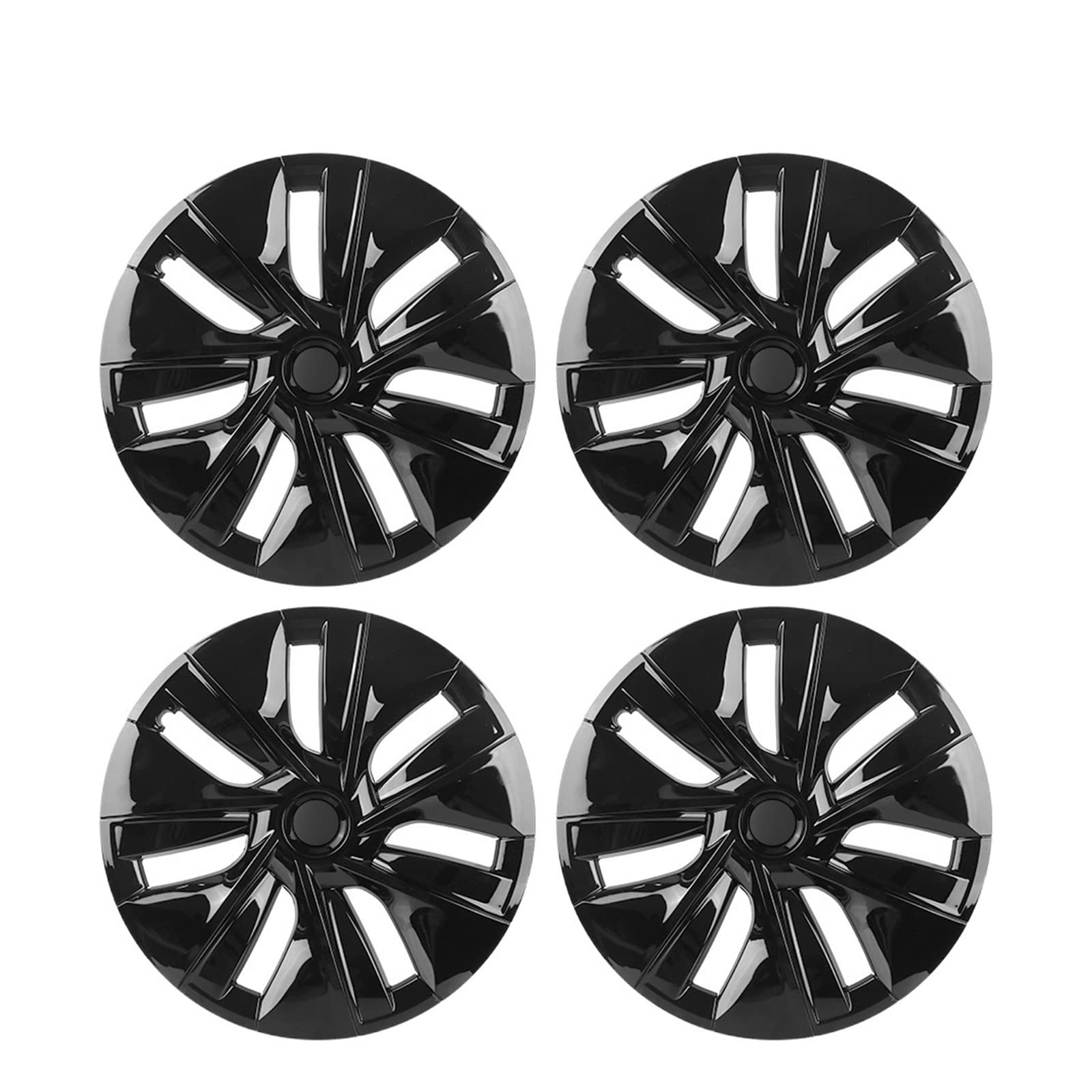 Kompatibel mit Tesla Model Y 2021 2022 Radnabenkappe 19 Zoll Vollabdeckung Radkappe Schwarze Kohlefaser Dekoratives Autozubehör(Bright black(4pcs)) von VEXRLUHS