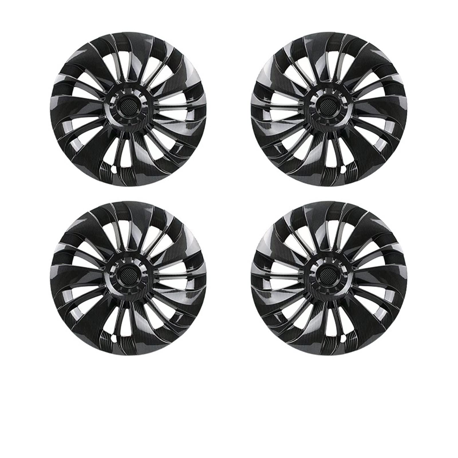 Kompatibel mit Tesla Model Y Car Blade Radnabenkappen-Kit Ersatz-Radkappen 19-Zoll-Radkappen-Dekoration Außenschutzzubehör(Carbon fiber 4 PCS) von VEXRLUHS