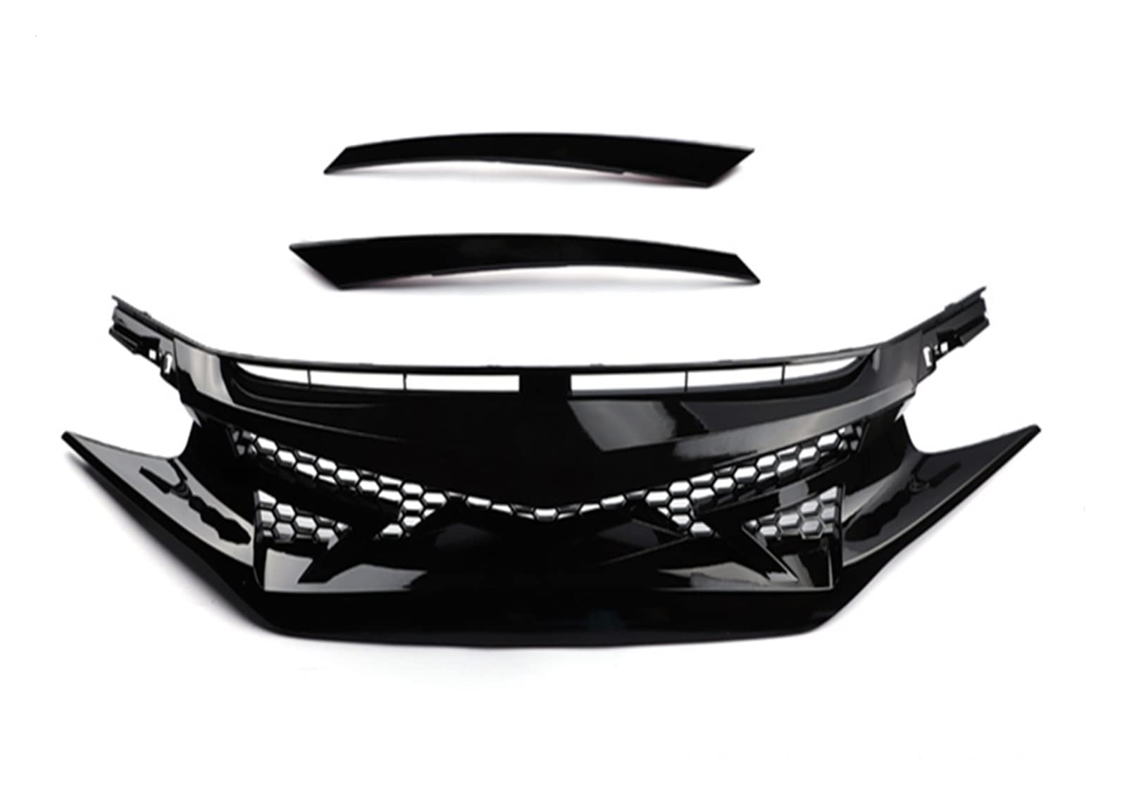 Kühlergrill Racing Grill Kompatibel for Honda Civic 10th Gen 2016-2021 Schwarz Auto Gitter Splitter Oberen Stoßfänger Haube Mesh von VEXRLUHS