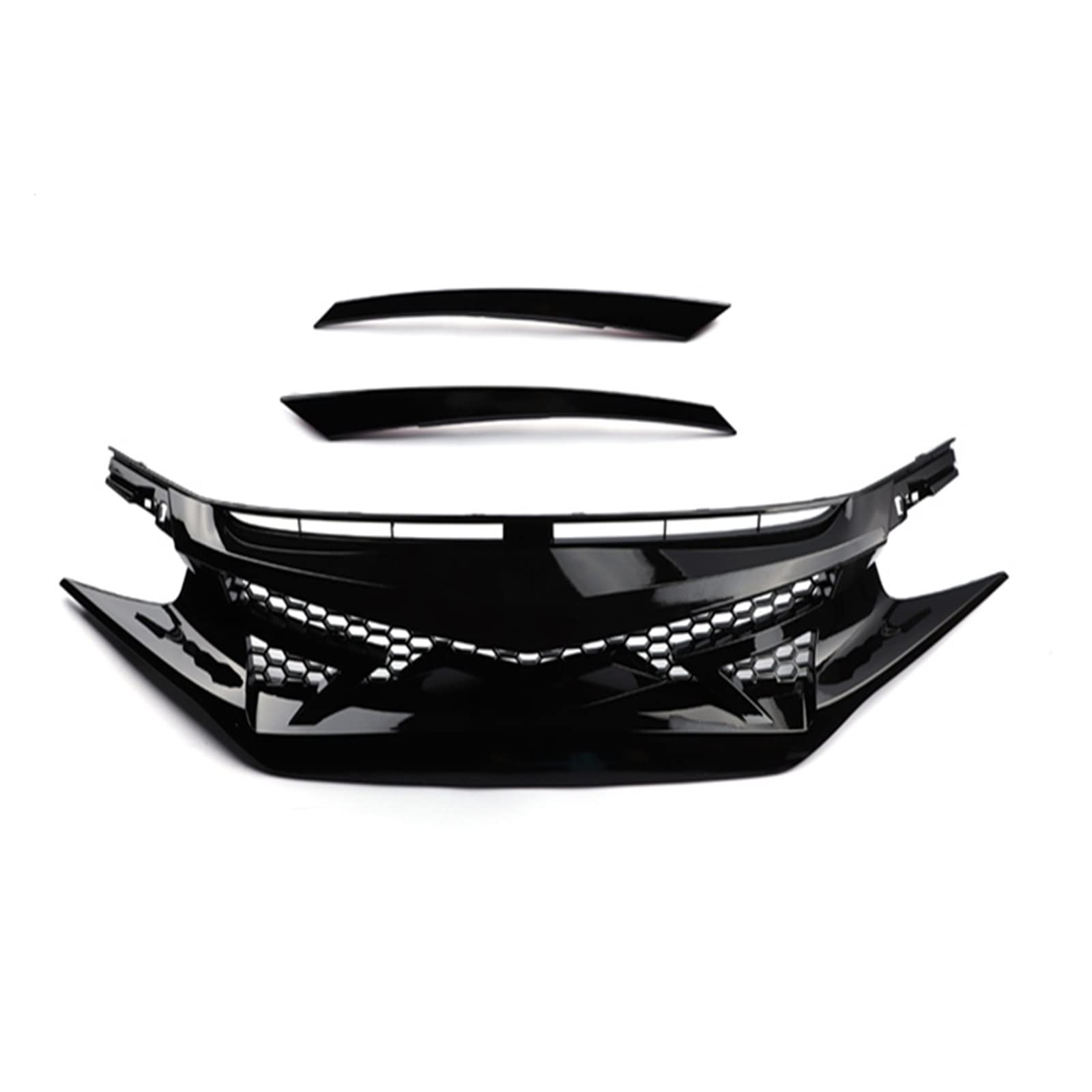 Kühlergrill Racing Grill Kompatibel for Honda Civic 10th Gen 2016-2021 Schwarz Auto Gitter Splitter Oberen Stoßfänger Haube Mesh von VEXRLUHS