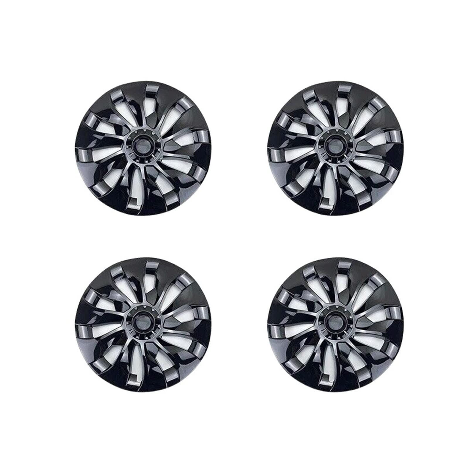 Radkappe, 18 Zoll, 4 Stück, Radkappen, Ersatz-Radkappen, Schutzabdeckung, Radkappen-Set, kompatibel mit Tesla Model 3(Bright black(4pcs)) von VEXRLUHS