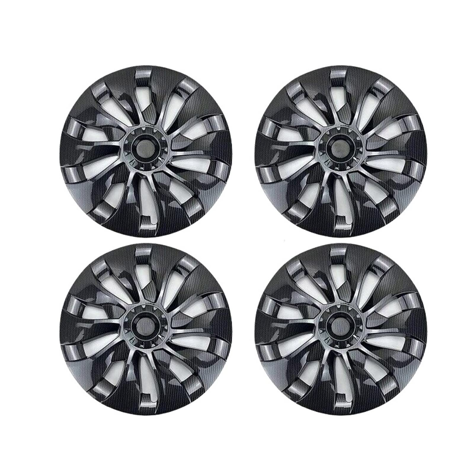 Radkappe, 18 Zoll, 4 Stück, Radkappen, Ersatz-Radkappen, Schutzabdeckung, Radkappen-Set, kompatibel mit Tesla Model 3(Bright carbon(4pcs)) von VEXRLUHS