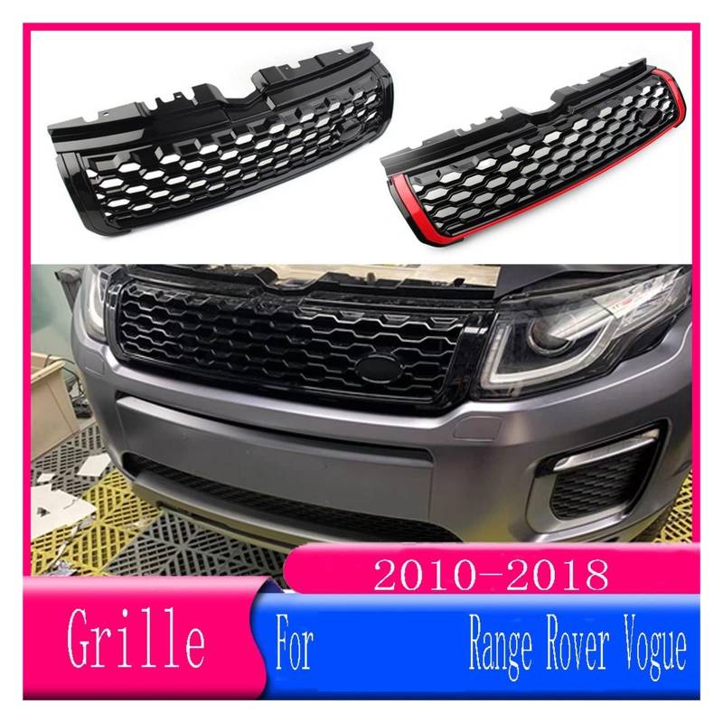 Schwarz glänzender oberer Kühlergrill mit Logo for Land Rover Range Rover Evoque 2010 2011 2012 2013 2014 2015 2016 2017 2018(Black) von VEXRLUHS