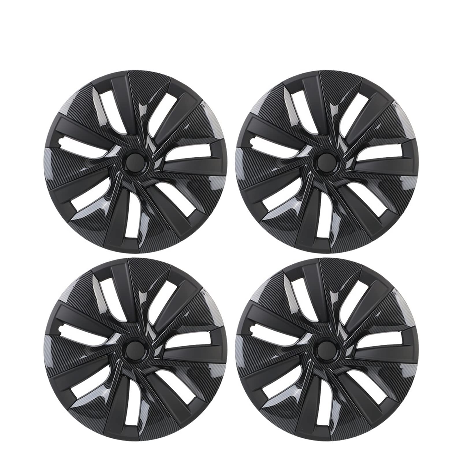 Vollständige Abdeckung Auto-Radkappe Radkappe Kompatibel for Tesla Modell Y 2021 2022 4-teiliges 19-Zoll-Ersatz-Radkappen-Set Autozubehör(Black carbon(4pcs)) von VEXRLUHS