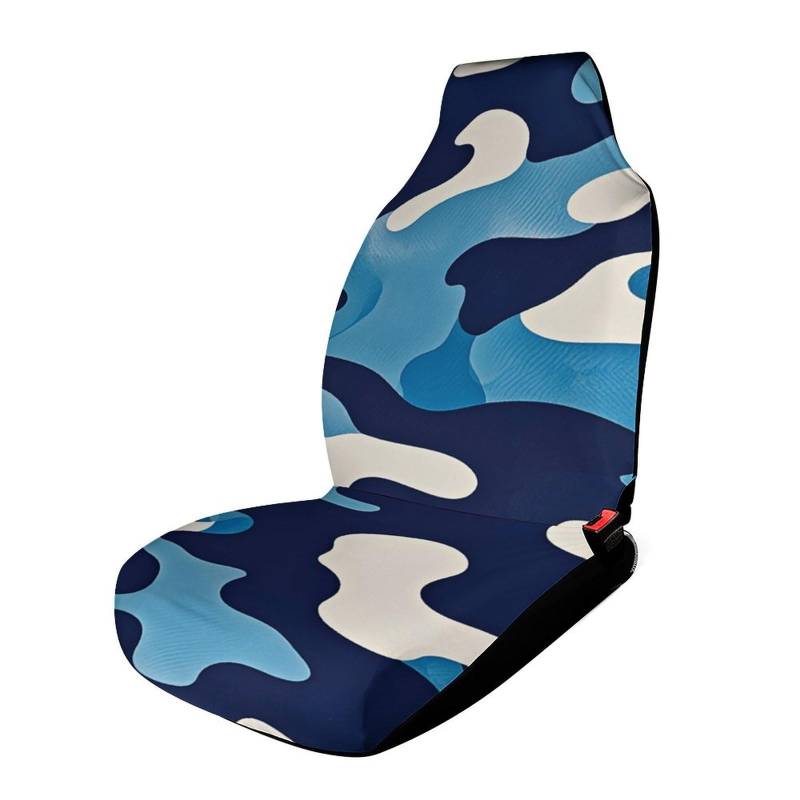 VFKLT Autositzbezüge mit blauem Camouflage-Druck, 1 Stück, atmungsaktiver Autositzschutz mit elastischem Rand, Sitzschutz, Autozubehör, passend für Automobil, Van, Limousine, SUV, LKW von VFKLT