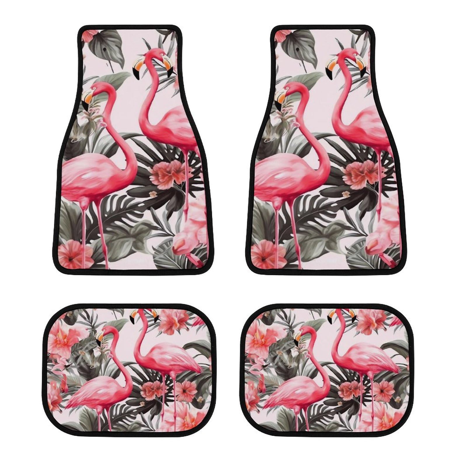 Automotive Fußmatten 4 Stück Flamingo Floral Gedruckt Auto Fußmatten Anti-Rutsch Automatte Universal Fit Fußmatte für jedes Wetter Heavy Duty Bodenschutz für Auto LKW Van von VFMNT