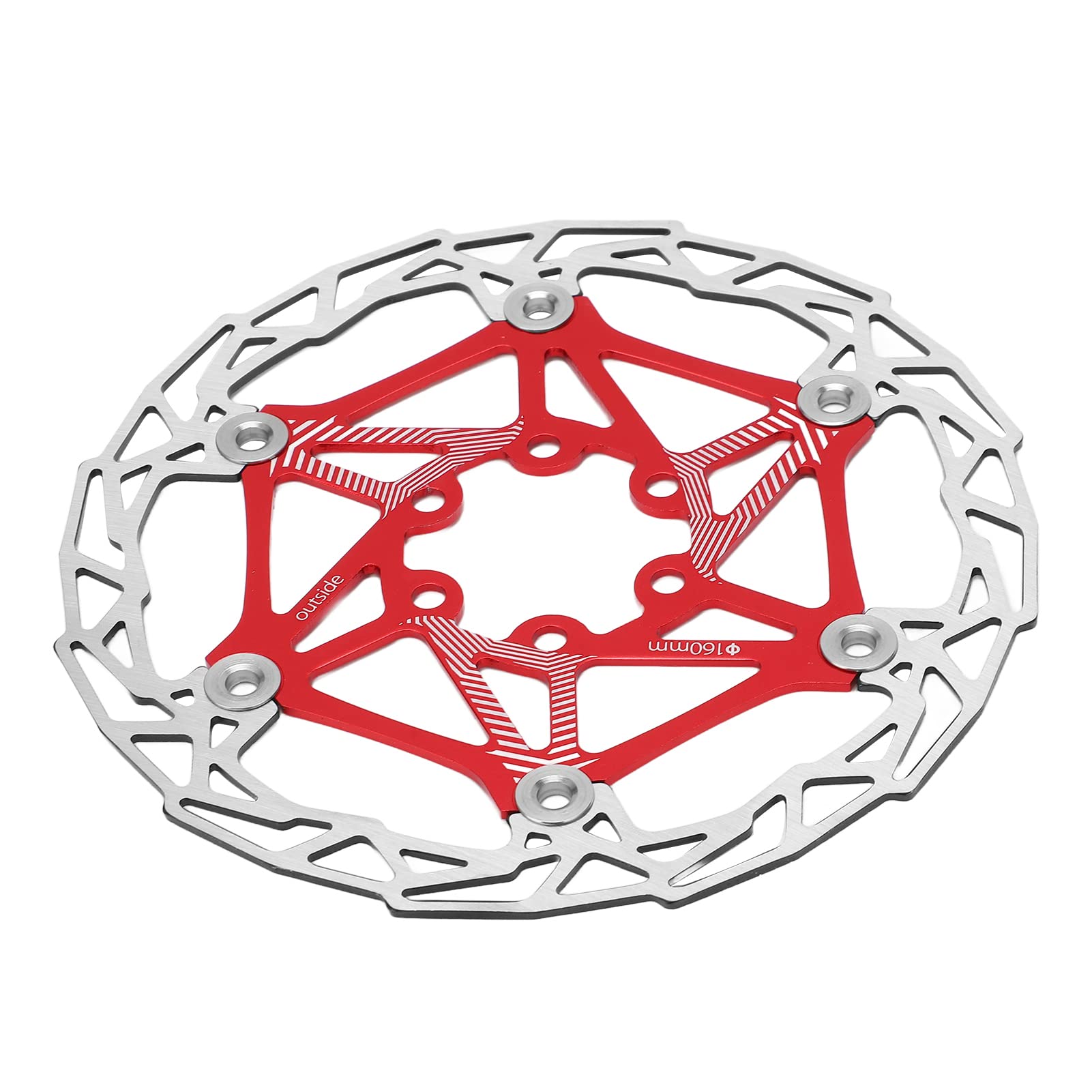 160 Mm Schwimmende Fahrradbremsscheibe, Rotor aus Aluminiumlegierung, Baggerdesign, für Mountainbike (Rot) von VGEBY