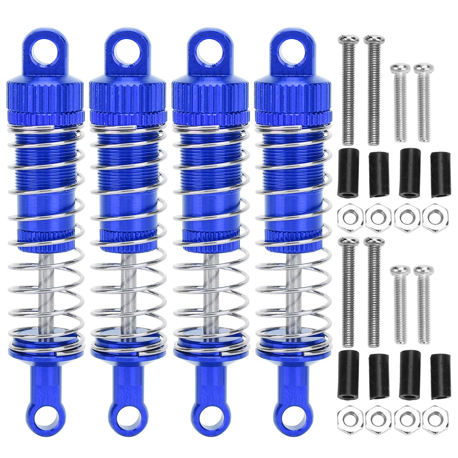 VGEBY 4-teilige RC-Stoßdämpfer, einstellbare RC-Federdämpfer Metall Vehicel Aluminiumlegierung Unterdruckteile Passend für MN 1/12 D90 RC Car(Blau) Automodell Spielzeug von VGEBY