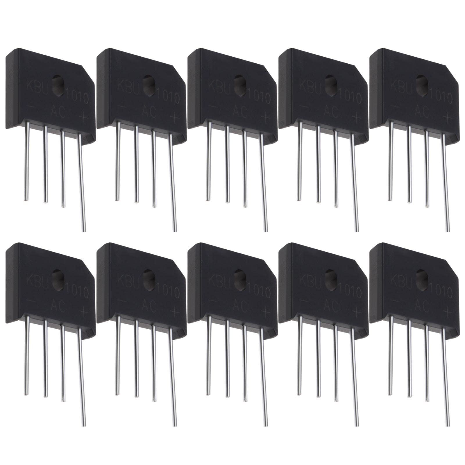 VGOL 10 Stück KBU1010 Brückengleichrichter Brückenleitung Diode 1000V 10A Einphasen Diodenbrückengleichrichter für elektronische Schaltungen Haushaltsgeräte von VGOL