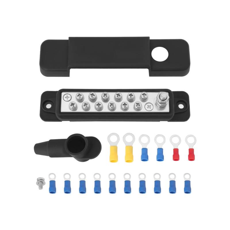 VGOL 12-Punkt-Sammelschienen-Stromverteilungsblock 12V 180A Hochleistungs-Gleichstromverteilungssystem Sammelschienenmodule für Automobil- Und Elektronikanwendungen Schwarz von VGOL