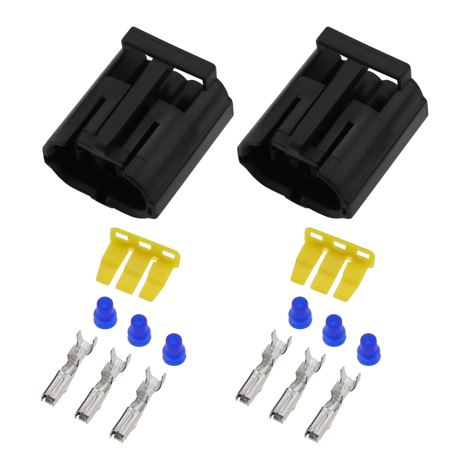 VGOL 2 Sets 3-poliger Stecker, kompatibel mit Land Rover Defender NAS Light DJ70316YA-1.8-21, 28 x 25,7 x 19,5 mm, mit Silikongummi-Kabeldichtung, Schwarz von VGOL