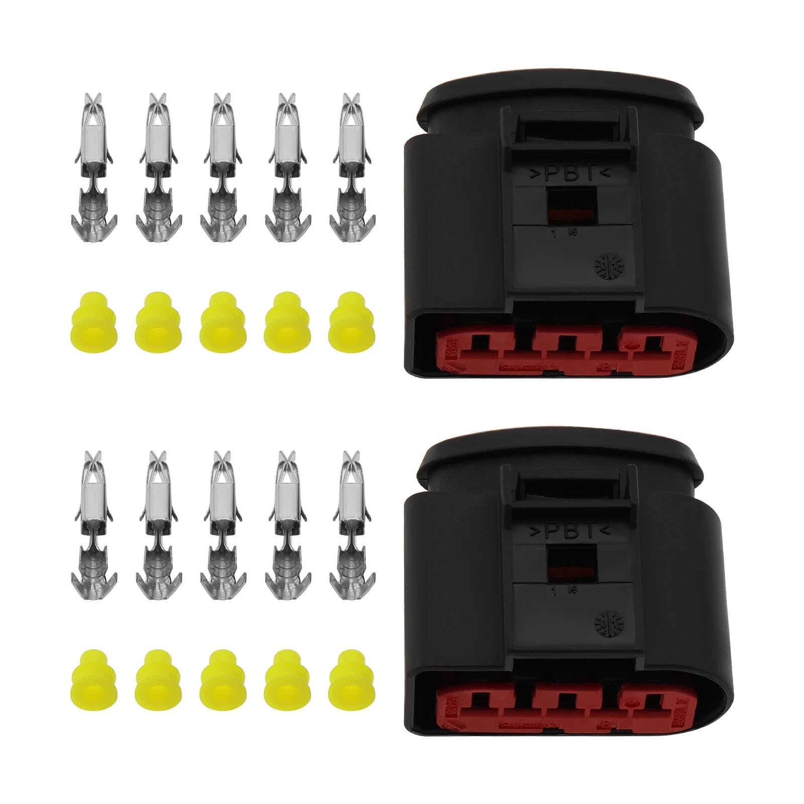 VGOL 2 Sets 5-poliger MAF-Massenluftstrom-Stecker-Kit 1J0973775A wasserdichte JPT-Buchse kompatibel mit VW kompatibel mit Audi von VGOL