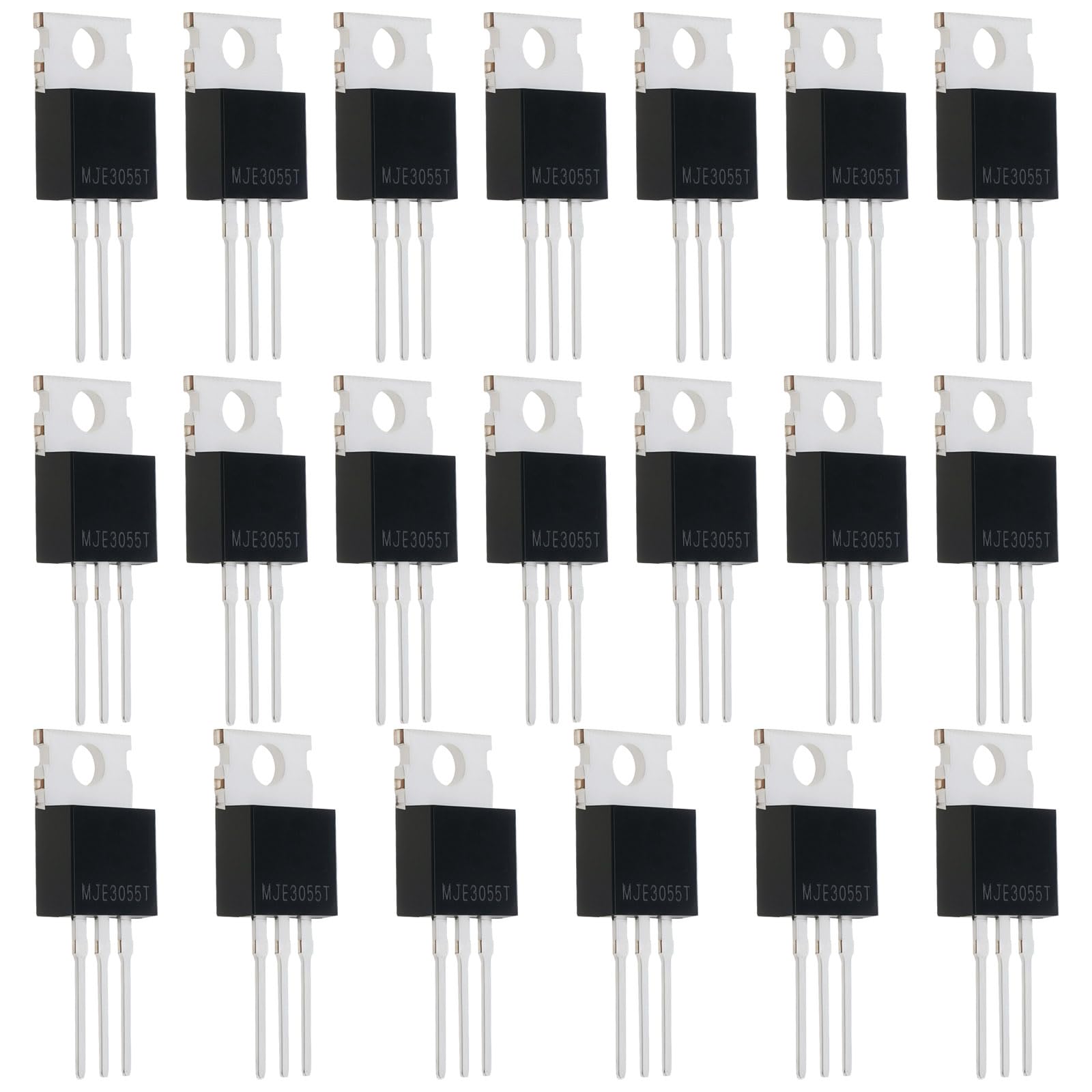 VGOL 20 STK. MJE3055T NPN-Transistor TO-220 10A 60V 75 W 29 x 9,7mm für Leistungsschaltung Und Allzweckverstärker NPN-Halbleiterschalter Schwarz von VGOL