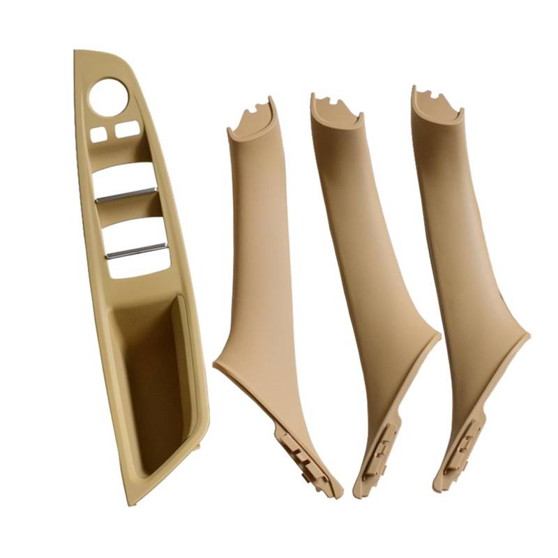 4PCS Linkslenker LHD Passend for BMW 5 Series F10 F11 520 525 Rotwein Auto-Innentürgriff Innenverkleidung Pull Trim Cover Armlehne Autotürgriffe(Beige-4Pcs) von VHJIO