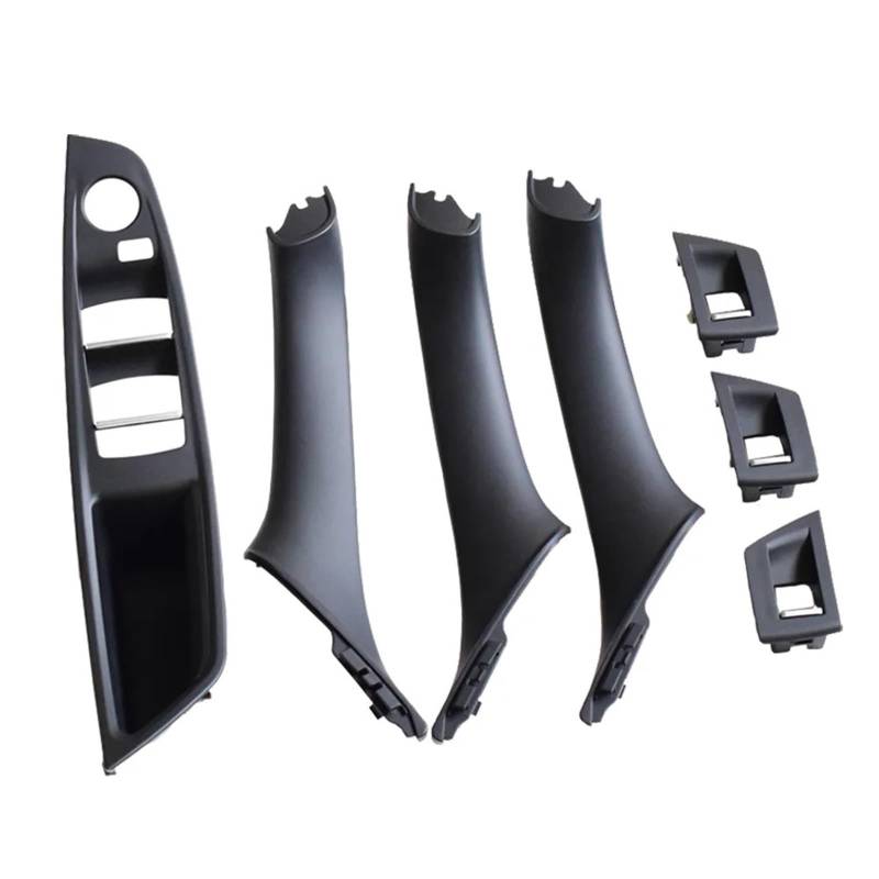 Innentür-Armlehnen-Fensterschalter-Panel-Ziehgriff-Set, passend for BMW 5er F10 F11 F18 520i 523i 525i 528i 535i Autotürgriffe(Black-7pcs) von VHJIO