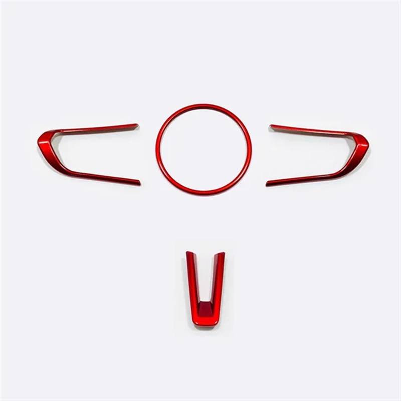 VHJIO Auto Lenkradabdeckung Carbon Rot Silber Schalter Aufkleber Rahmenverkleidung, for Mazda, for CX-50 Zubehör 2022-2023 Auto-Lenkradverkleidung(Red) von VHJIO