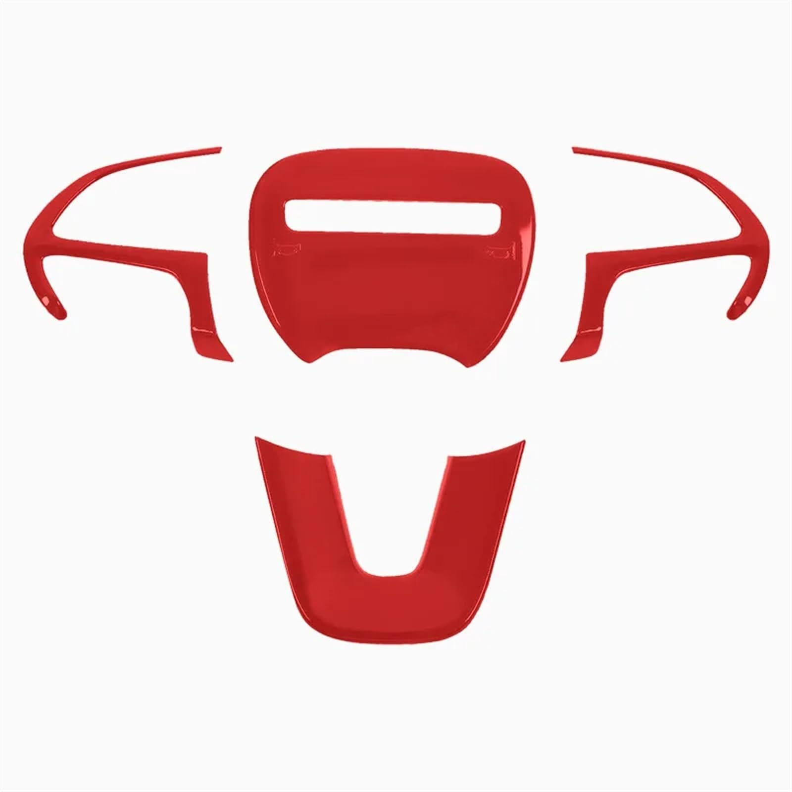 VHJIO for Dodge, for Challenger Charger 2015–2021, Kohlefaser-Stil, ABS-Innenraum, Lenkradverkleidung, Abdeckung, Knopfrahmen, Aufkleber, Dekoration Auto-Lenkradverkleidung(Red) von VHJIO