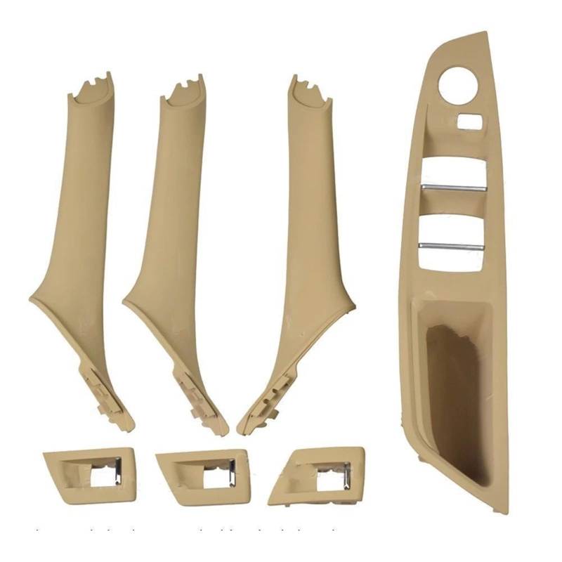 for BMW 5 Series F10 F11 F18 Rechtslenker RHD 4 7 Stück Beige Schwarz Weinrot Auto-Innentürgriffplatte dekorative Abdeckung Autotürgriffe(Beige-7Pcs) von VHJIO