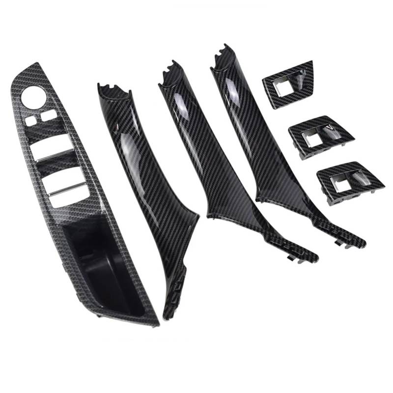 for BMW F10 2010-2017 RHD Vorne Rechts Auto Fahrer Sitz Armlehne Innen Tür Griff Innere Panel Pull Trim Abdeckung Autotürgriffe(Carbon-7pcs) von VHJIO