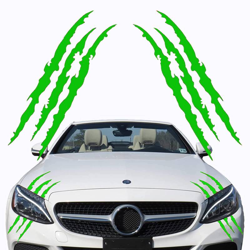 VICDUEKG Monster Klaue Aufkleber, 2 Stück Augenbrauen Scheinwerfer Aufkleber Auto Wasserfeste Vinyl Decals Autoaufkleber Dekoration Monster Klaue AutoAufkleber Aesthetic Sticker (Grün) von VICDUEKG