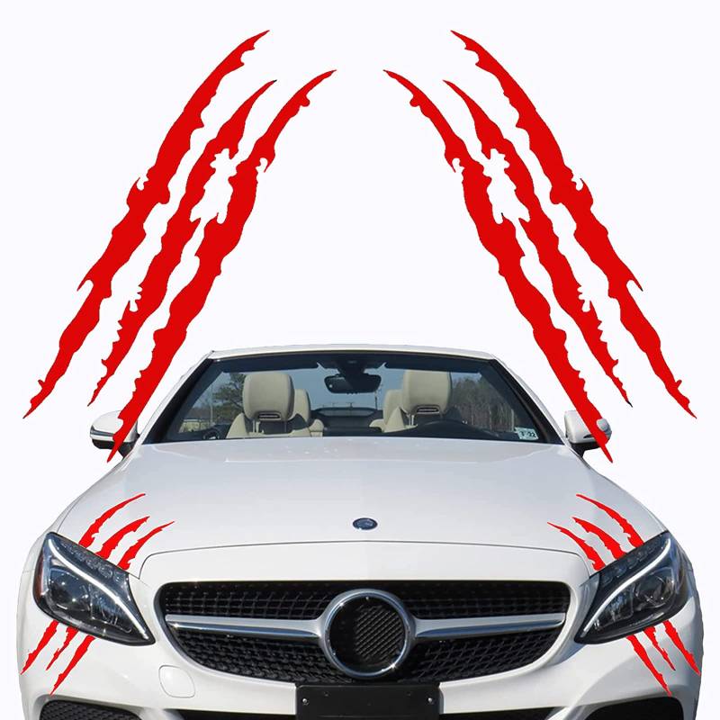 VICDUEKG Monster Klaue Aufkleber, 2 Stück Augenbrauen Scheinwerfer Aufkleber Auto Wasserfeste Vinyl Decals Autoaufkleber Dekoration Monster Klaue AutoAufkleber Aesthetic Sticker (Rot) von VICDUEKG