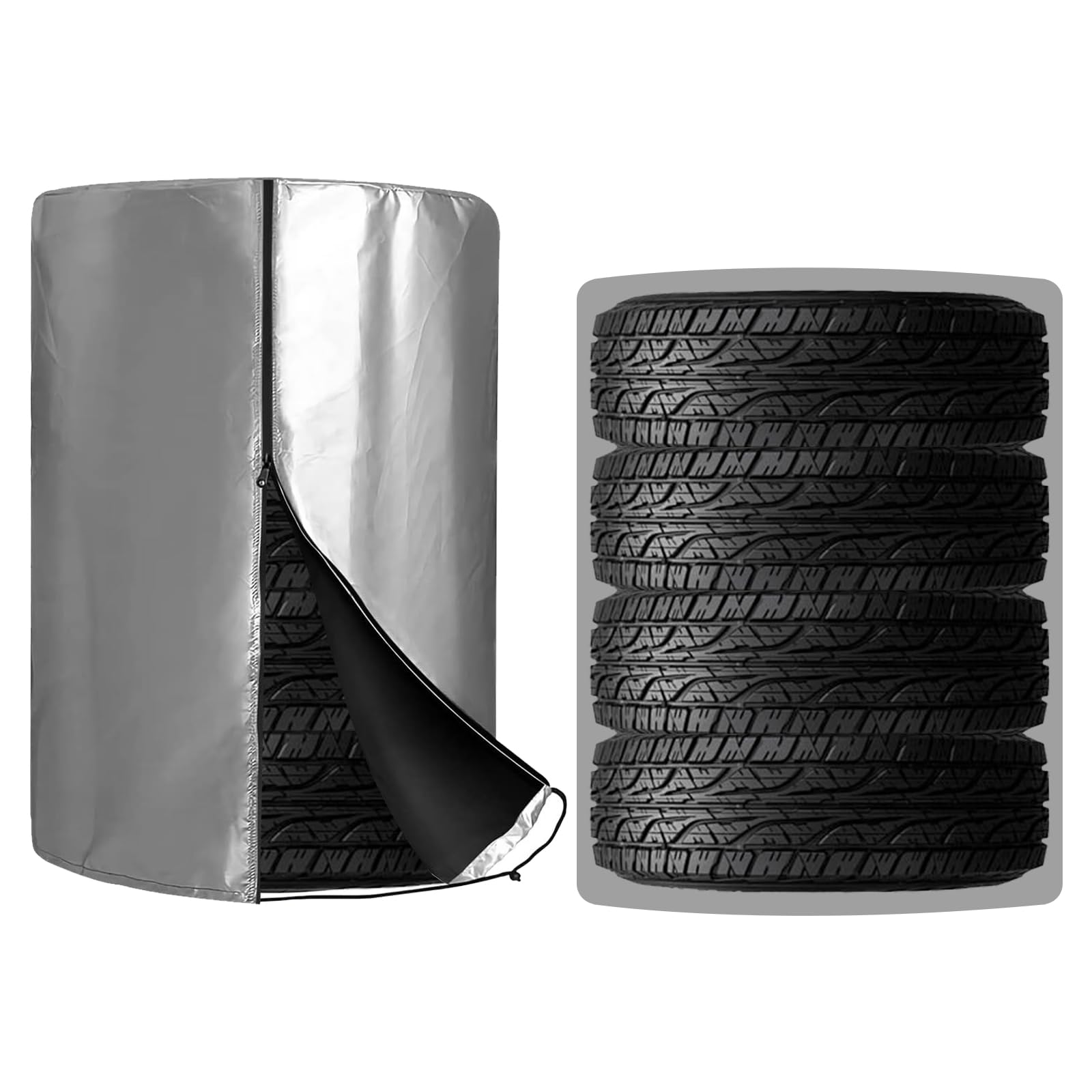 VIDETOL Autoreifen Reifentasche, 82 x 120 cm Universale Reifenabdeckung für 4 Reifen(18-22 Zoll), Reifentaschen Wasserdicht, Silber Reifen Aufbewahrung Staubdicht für Reifen von VIDETOL