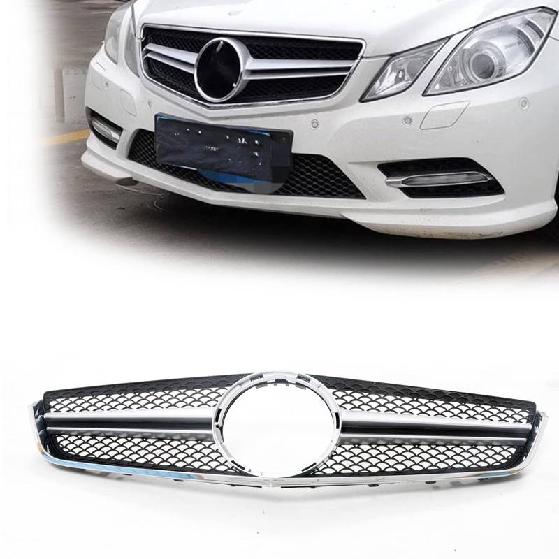 Kühlergrill Grill Für Benz W207 E Coupe 2009-2013 2 Türer AMG Stil Silber E250/350/500 Auto Obere Stoßstange Haube Mesh Grid von VIDOJI