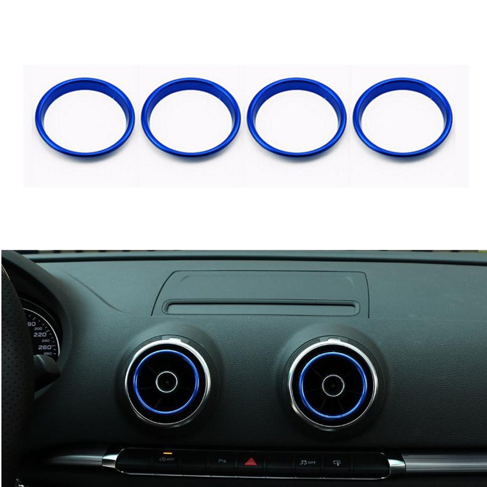 VIGORFLYRUN PARTS LTD 4 Stücke Auto Lüftungsringe Klimaanlage Air Vent Outlet Ring Abdeckung Trim für A3 S3 2013-2016 / Q2 2017 - Blau von VIGORFLYRUN PARTS LTD