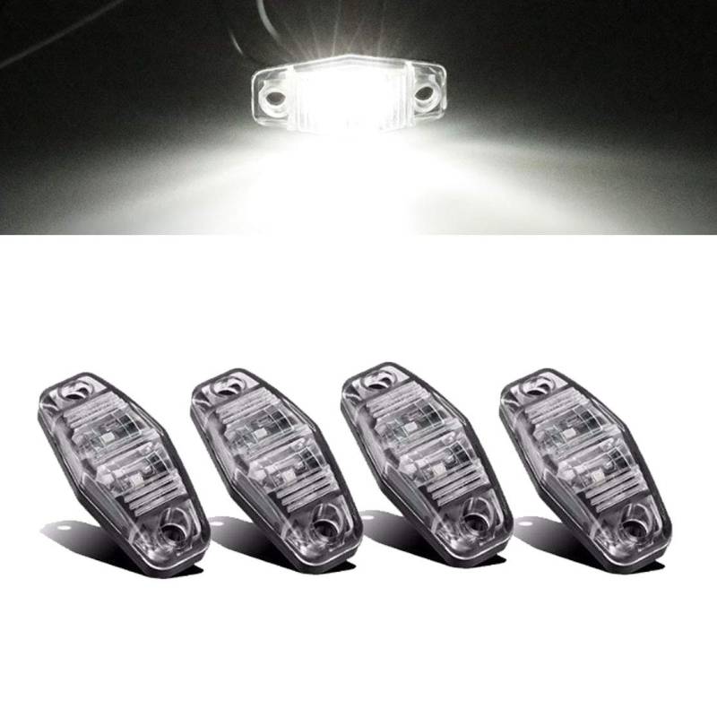 VIGORFLYRUN PARTS LTD 4X 2 LED Seitenmarkierungsleuchte Abstand Licht Indikatoren Lichter Seitenmarkierungsleuchte für LKW Anhänger Bus Van Parkleuchten RV Bus - Weiß von VIGORFLYRUN PARTS LTD