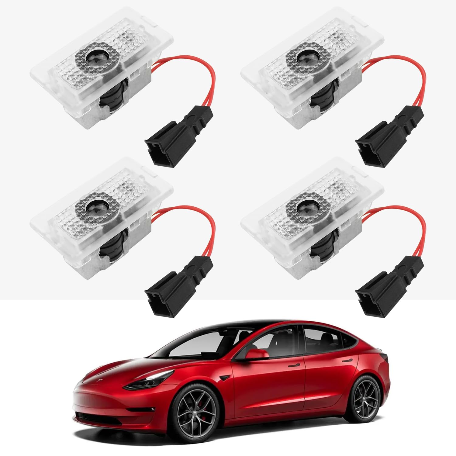 VIHIMAI Door Logo Projektolicht Willkommenslicht Einstiegsbeleuchtung für Tesla Model 3 Model Y Model S Model X Türbeleuchtung Autotür Licht Tesla Licht Tesla Zubehör, 4 PCS/PACK von VIHIMAI