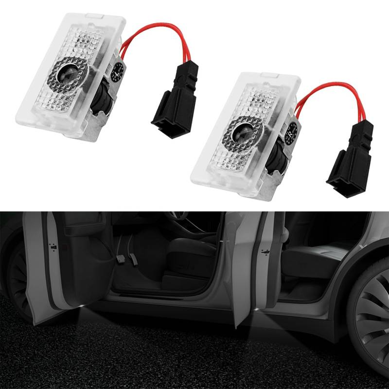 Door Logo Projektolicht Willkommenslicht Einstiegsbeleuchtung für Tesla Model 3 Model Y Model S Model X Türbeleuchtung Autotür Licht Tesla Licht Tesla Zubehör, 2 PCS/Pack von VIHIMAI