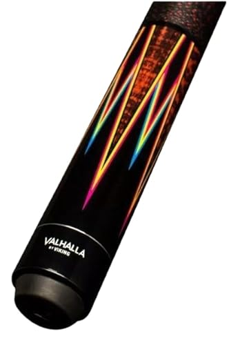 Viking Valhalla VA921 Billardqueue, 2-teilig, Hard Rock Maple, dreifarbige 6-Punkt-Grafikübertragungen, Premium-Lederspitze, schwarze Leinenwicklung von VIKING