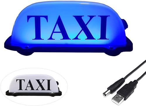 VILIERY Taxi-Zeichen für das Dach des Autos, wiederaufladbar, Taxi-Beleuchtung, wasserdicht, versiegelt, mit magnetischer Basis, blaues / rosa/ grün/ weiß (BLUE) von VILIERY