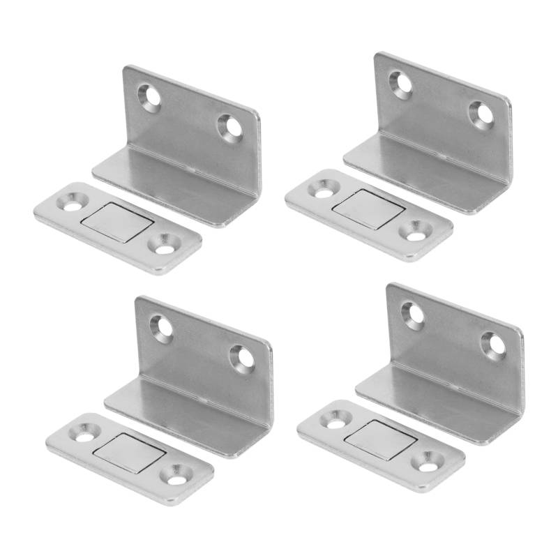 VILLCASE 4 Stück Unsichtbarer Magnet Magnetverschluss Schrankverschluss Türschrank Magnet fängt küchenmagnete magnete für schranktüren Schrank fangen Schranktürverschluss Stahl Silver von VILLCASE