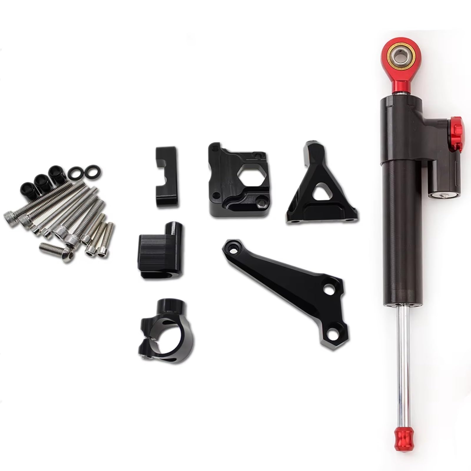 VINCTV Stabilisator Kompatibel Mit Für Z300 Z250 2015 2016 Aluminium -Motorrad -Dämpfer Lenkung Stabilisierung Der Halterung Montage -Kit -Motorradzubehör(Red Black) von VINCTV