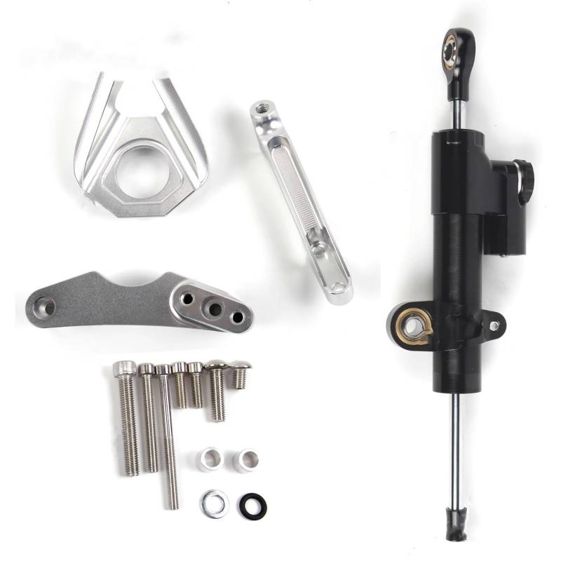 VINCTV Stabilisator Kompatibel Mit Suzuki Für GSXR 600 750 Für GSR750 2001 2002 2003 2004 2005 Lenkungsstabilisator-Dämpferhalterungssatz(Silver) von VINCTV