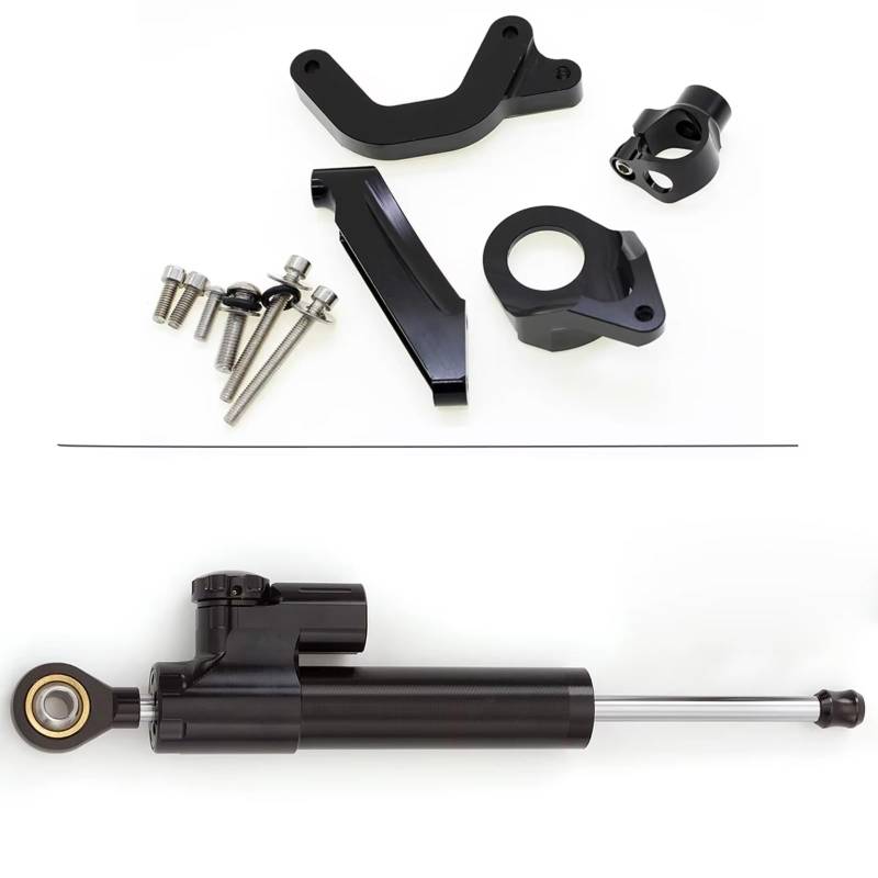 VINCTV Stabilisator Kompatibel Mit Suzuki Für GSXR1000 Für K9 2009 2010 2011 2012 2013 2014 2015 Motorrad-Lenkstabilisator-Dämpfer-Montagehalterungssatz(Black) von VINCTV