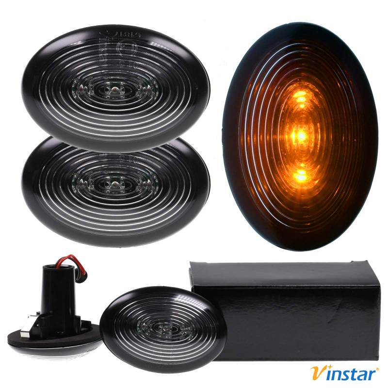 VINSTAR 2X LED Smoke getönte Seitenblinker kompatibel mit Mini R55 R55N R56 R56N R57 R57N R58 R59 von VINSTAR