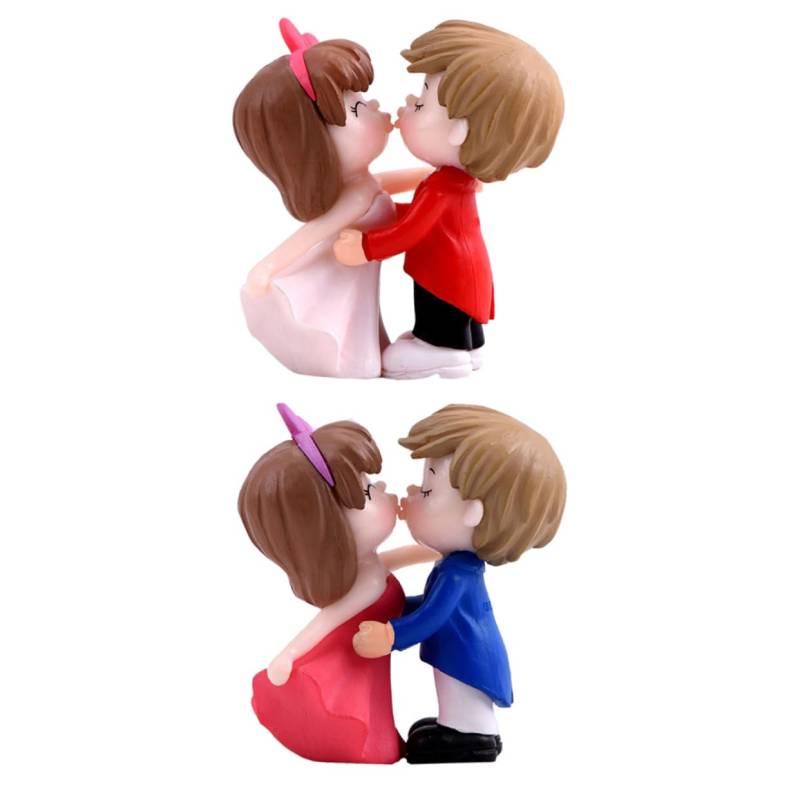 VINTORKY 2Paare Kawaii Cake Topper Kreative Kunststoff Dekoration Für Hochzeiten Und Valentinstag Hochzeitstorte Deko Dashboard Ornament von VINTORKY