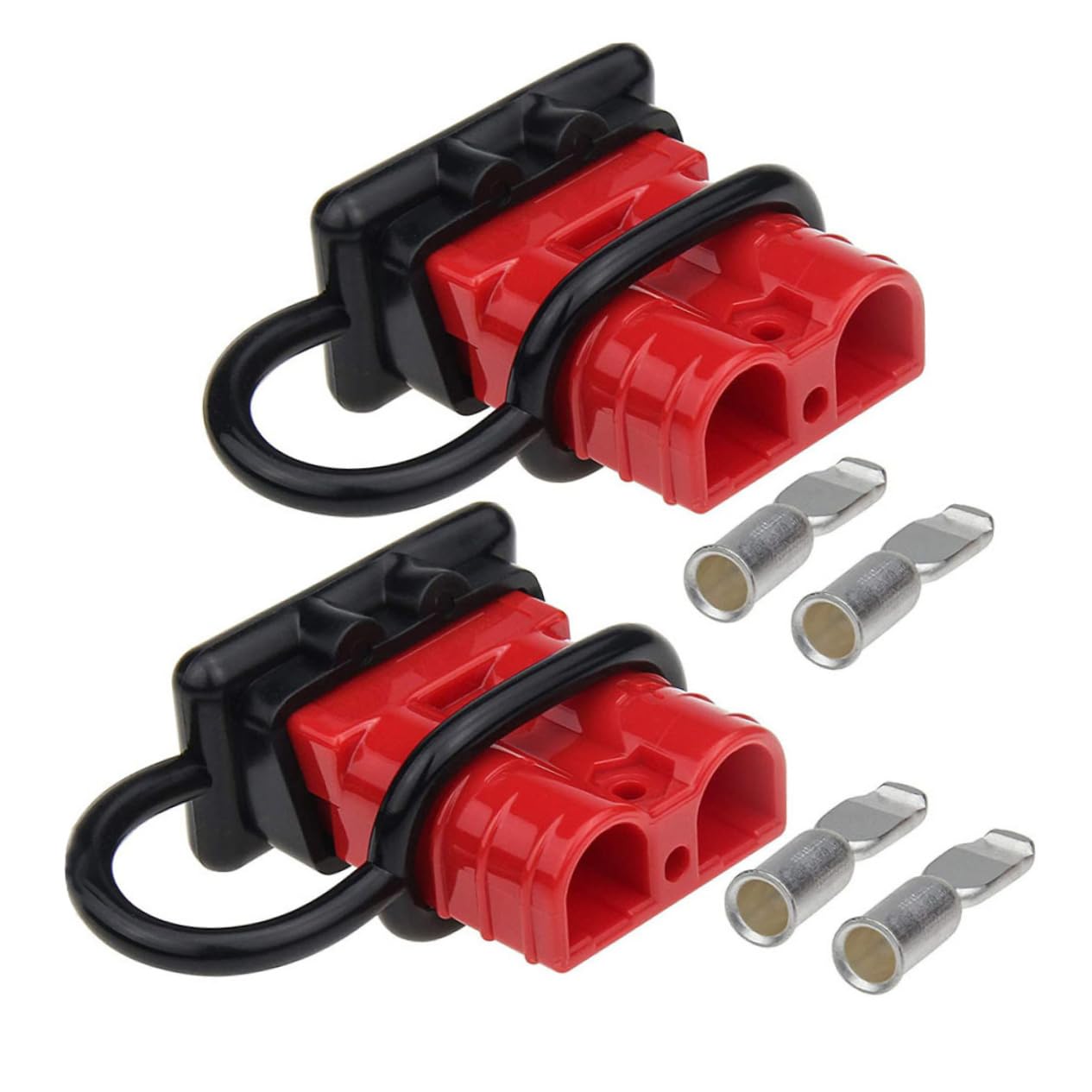 VINTORKY 50A 600V Gabelstapler Stromanschluss Stecker Set Batteriekontaktverbinder Mit 2 Steckern 2 Staubschutzkappen Und 4 Terminals Für Gabelstapler Batterieversorgung von VINTORKY