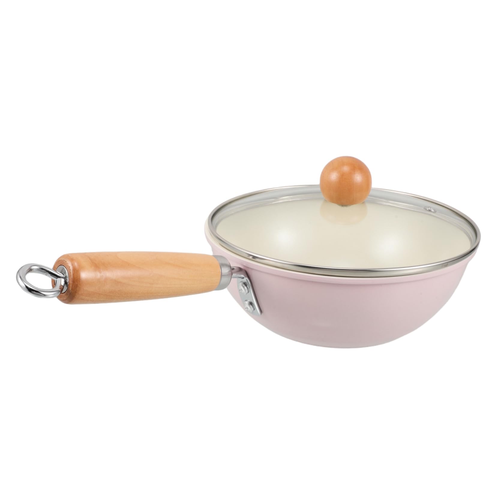 VINTORKY Wok Frittierpfanne multifunktionale pfanne Multifunktionspfanne Induktionsbeschichtete Pfanne Induktionsbratpfanne Topfpfanne Bratpfanne mit Glasdeckel Eisen Rosa von VINTORKY