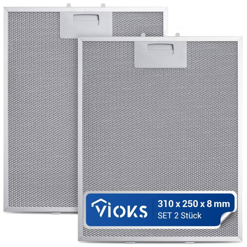 VIOKS 2x Metallfettfilter Dunstabzugshaube 310x250mm Ersatz für Bosch 353110 00353110 Fettfilter Dunstabzugshaube Filter Metall - Metall Filter Dunstabzug Filter mit einseitiger Entriegelung von VIOKS