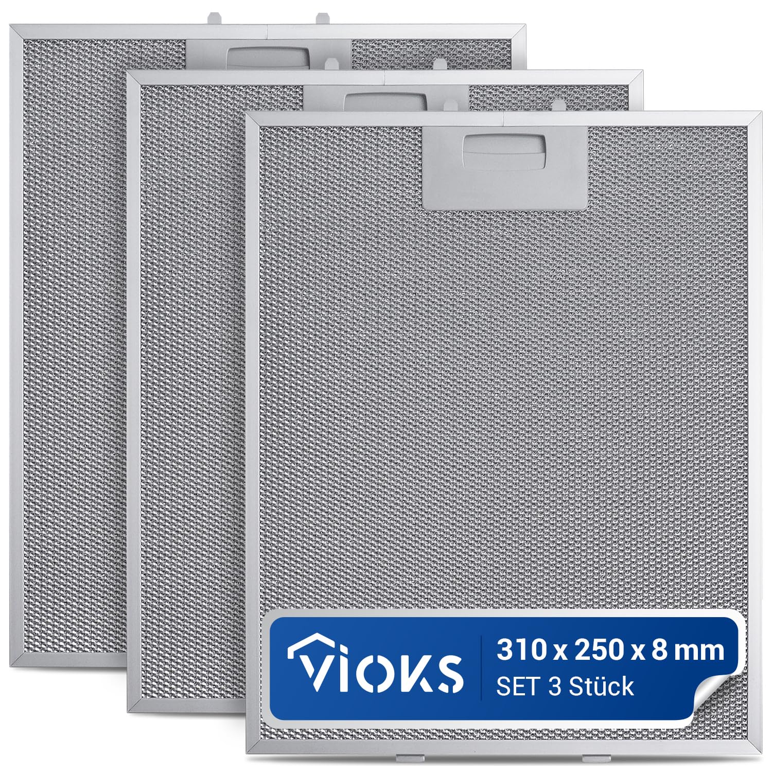 VIOKS 3x Fettfilter Dunstabzugshaube Filter Metall 310x250mm Ersatz für Bosch 353110 00353110 Metallfettfilter Dunstabzugshaube - Dunstabzug Filter Metall Filter mit einseitiger Entriegelung von VIOKS