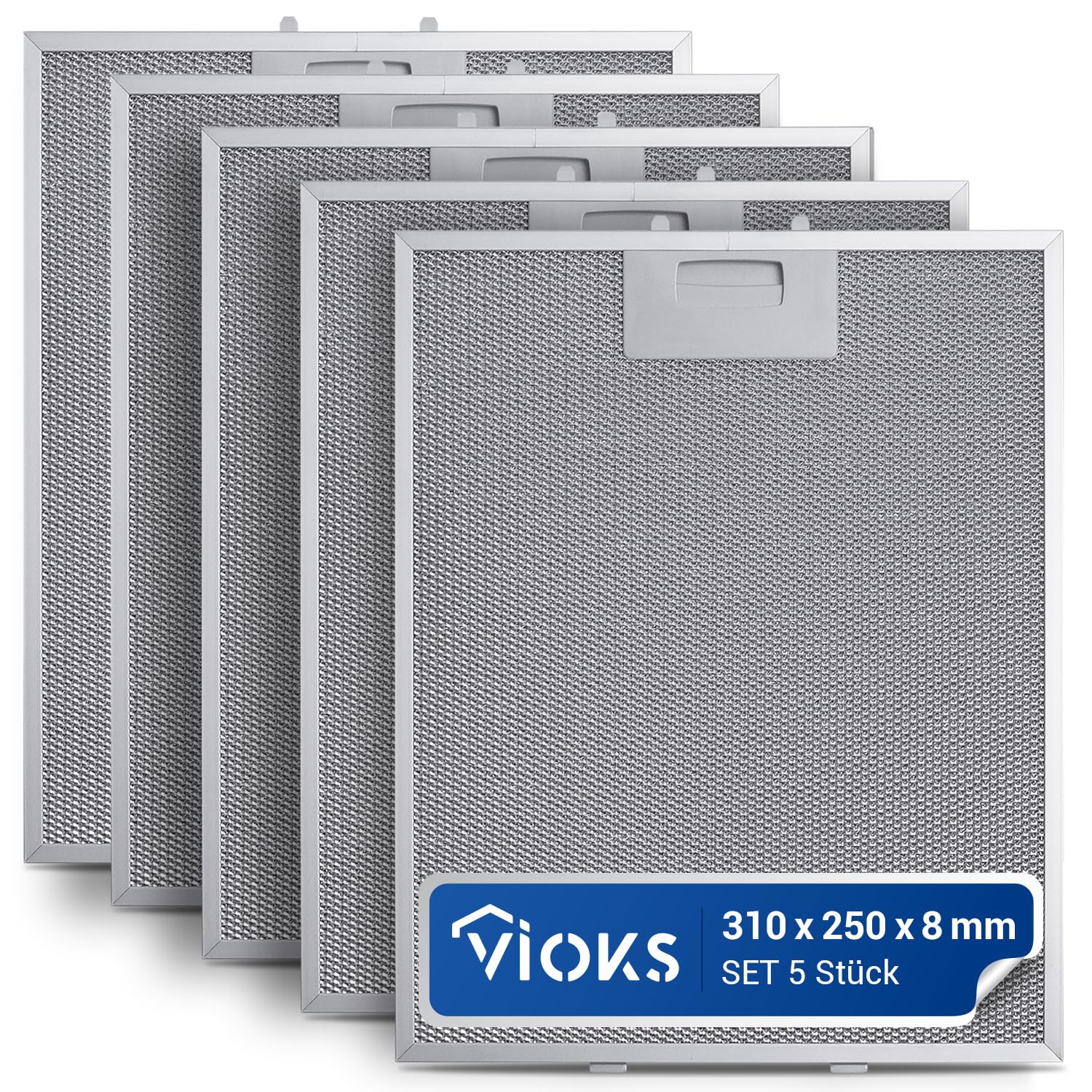 VIOKS 5x Dunstabzug Filter Metall Filter 310x250mm Ersatz für Bosch 353110 00353110 Metallfettfilter Dunstabzugshaube - Fettfilter Dunstabzugshaube Filter Metall mit einseitiger Entriegelung von VIOKS